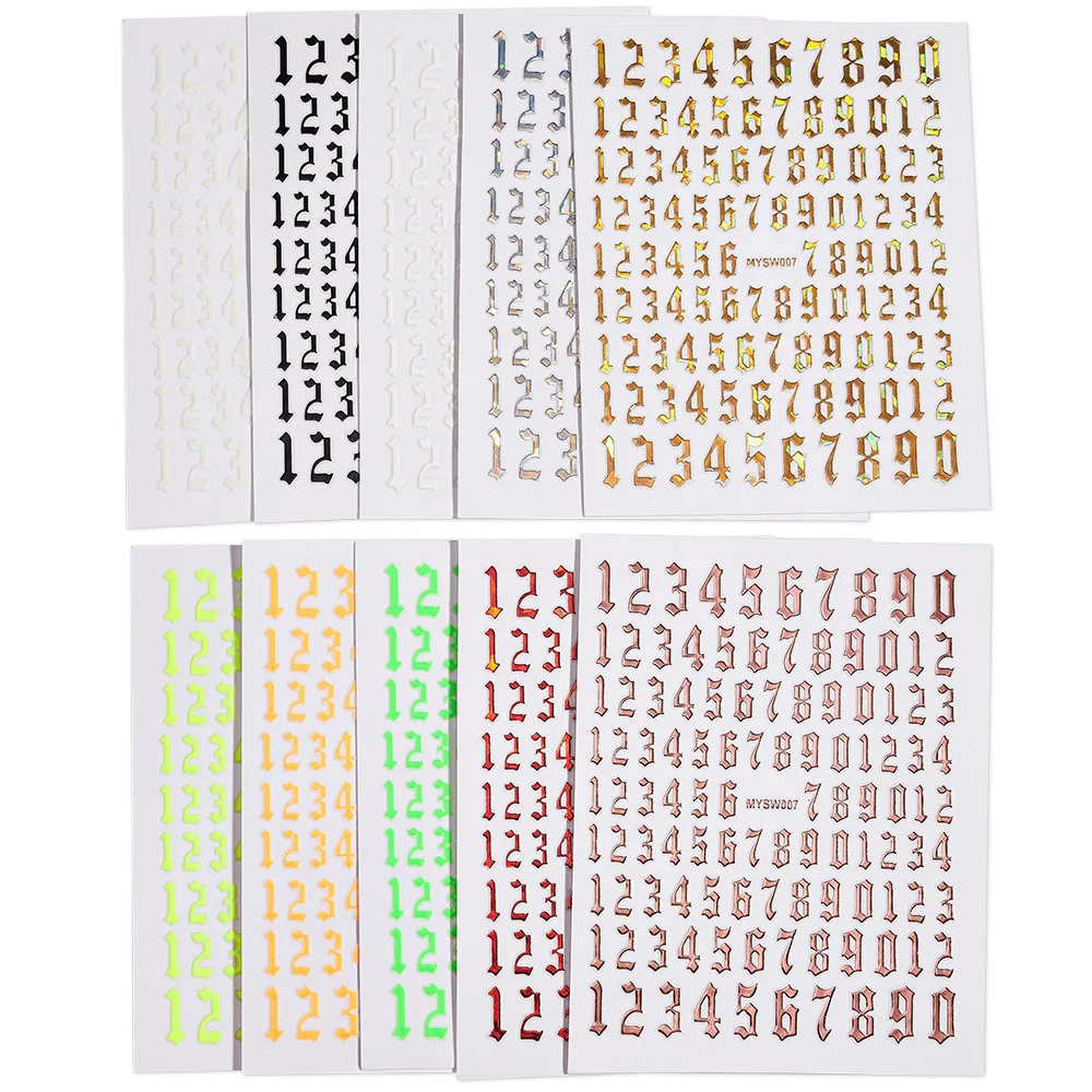 1 Sheet Arab Numbers Nail Art Sticker 3D Laser Self-Adhesive Manicure Decals Tips 8*10cm DIY Arabic Numerals Nail Decoration Par