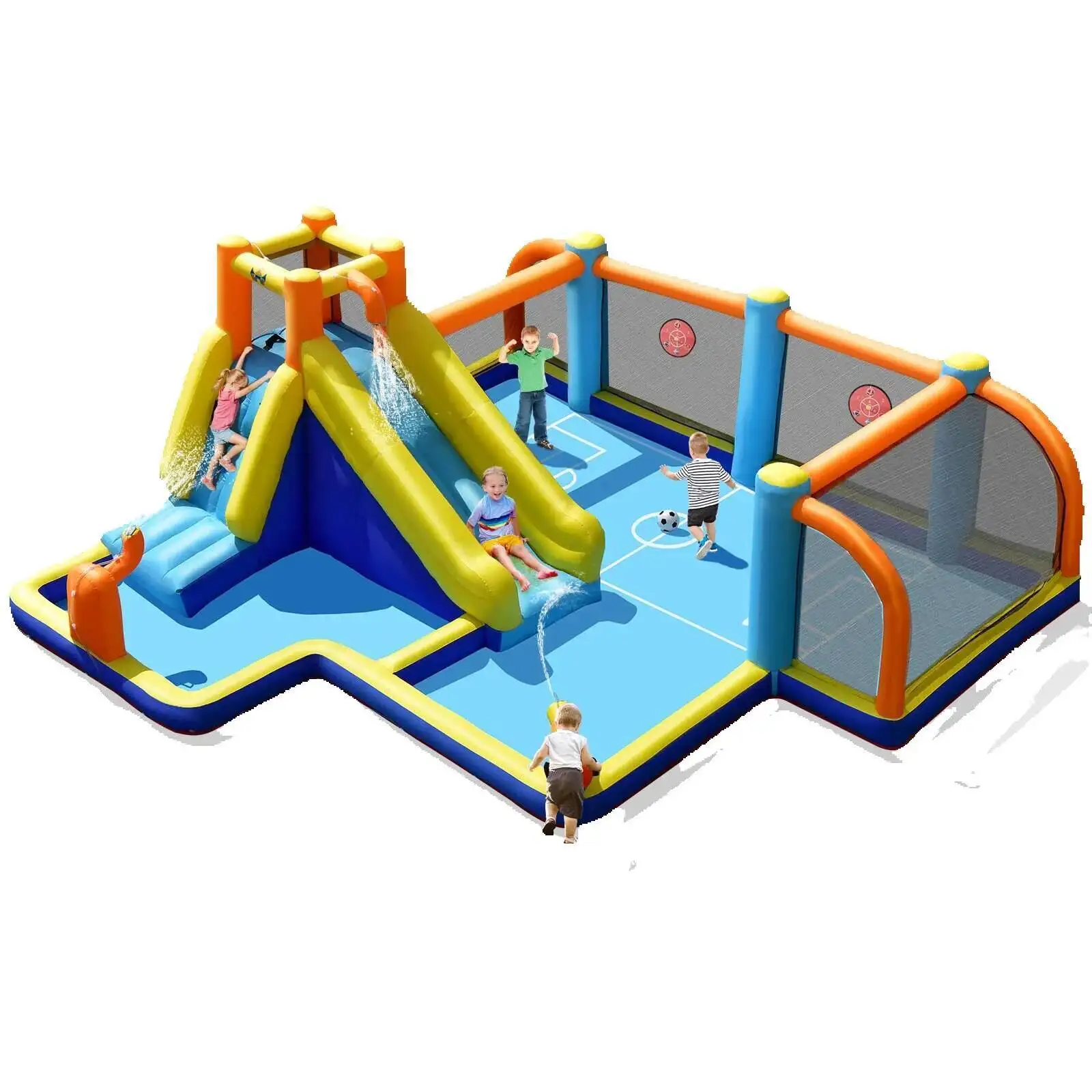 Soccer-Themed Giant Iatable Water Slide Bouncer W/ Splash Pool Without Blower W/