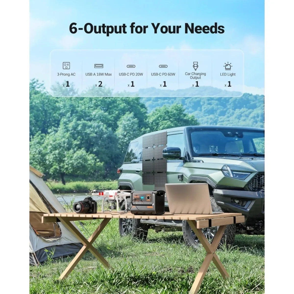 238Wh ソーラー発電機、300W 純粋な正弦波 AC & 60W USB-C PD 急速充電、キャンプ、停電用