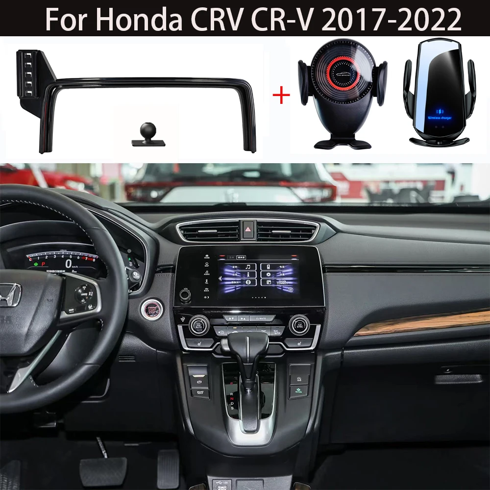 Car Phone Holder For Honda CRV CR-V 2017 2018- 2021 2022 5/7 inch Screen Fixed Base Bracket Wireless Charging Phone Holder Car