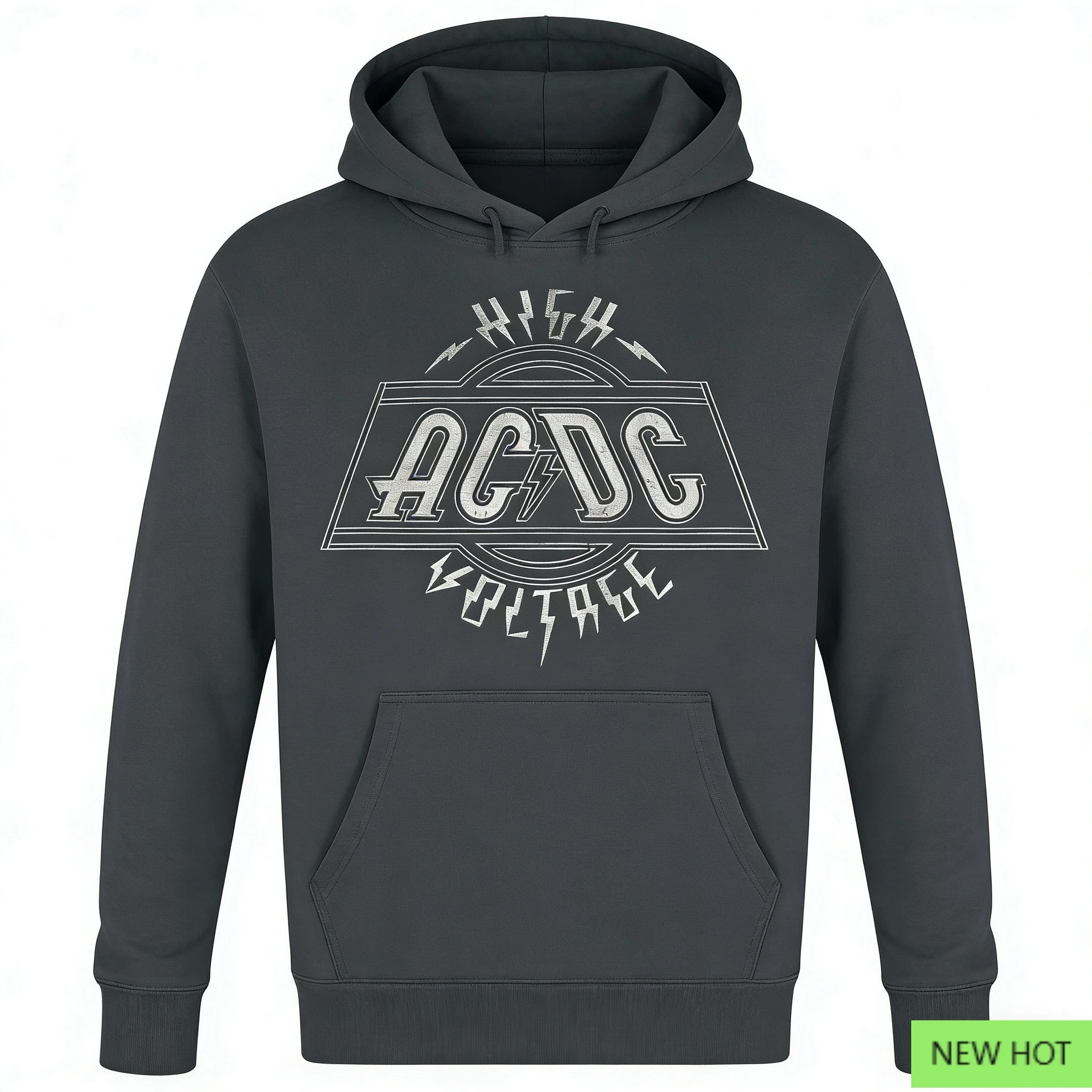 سترة بغطاء للرأس برسومات عالية الجهد AC/DC، سويت شيرت هارد روك، مثالي للمعجبين الذين يحبون فن الألبوم ونمط الروك الكلاسيكي