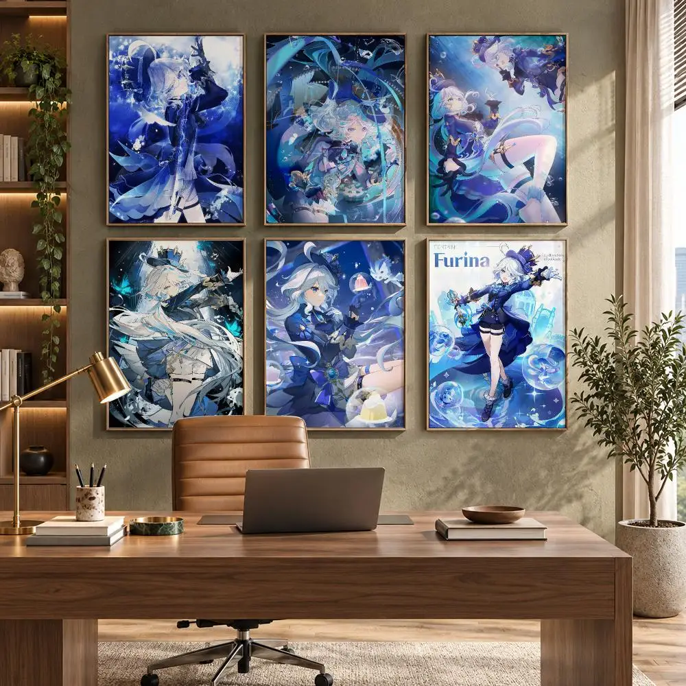 Game G-Genshin Impact Furina Poster HD Waterproof Wall Decal for Study, Living Room & Garage, DIY Great Gift for Fans