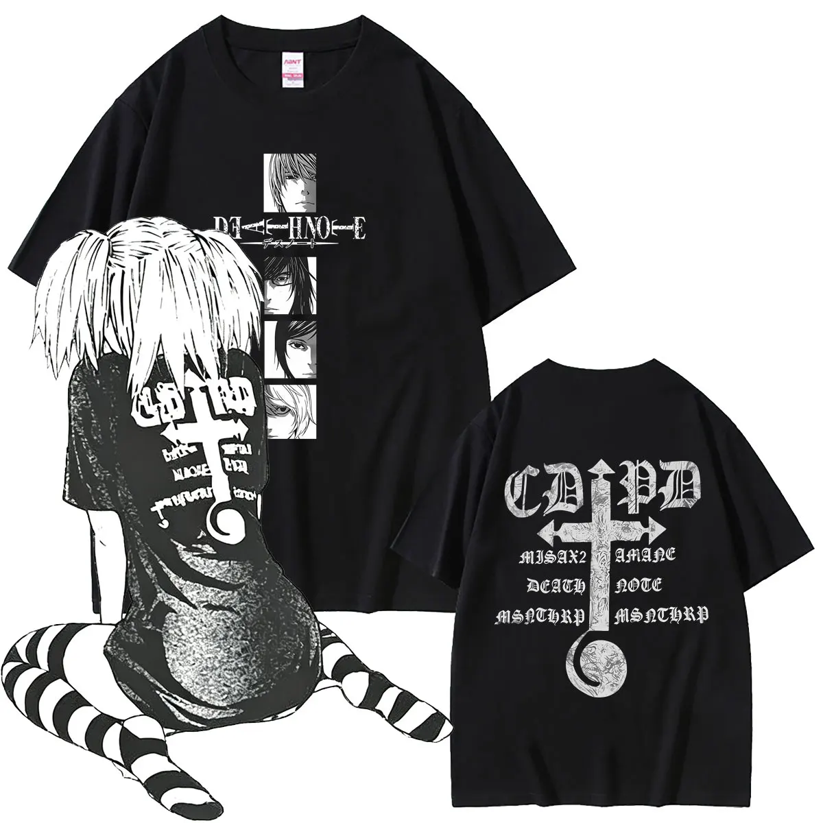 Anime Death Note Misa Stilvoll Bedrucktes T-Shirt für Männer und Frauen, Manga Gothic Rock Skelett T-Shirt, Unisex Y2k Lässiges Oversize-T-Shirt – Detail 3