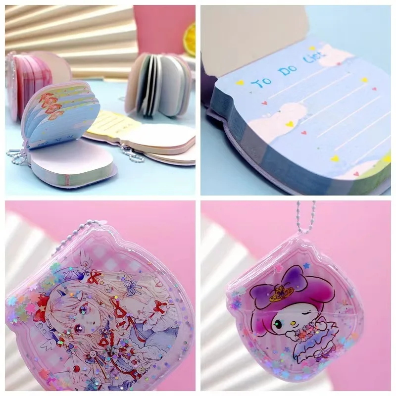 24pcs/Box Sanrio Series My Melody Kuromi Decompressed Bean Notebook Kawaii Cartoon Portable Notepad Students School Supplies