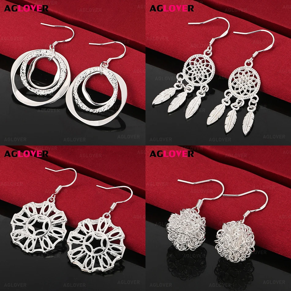 

AGLOVER 925 Sterling Silver Hollow Round Petal Earrings Elegant And Versatile Women'S Banquet Wedding Jewelry