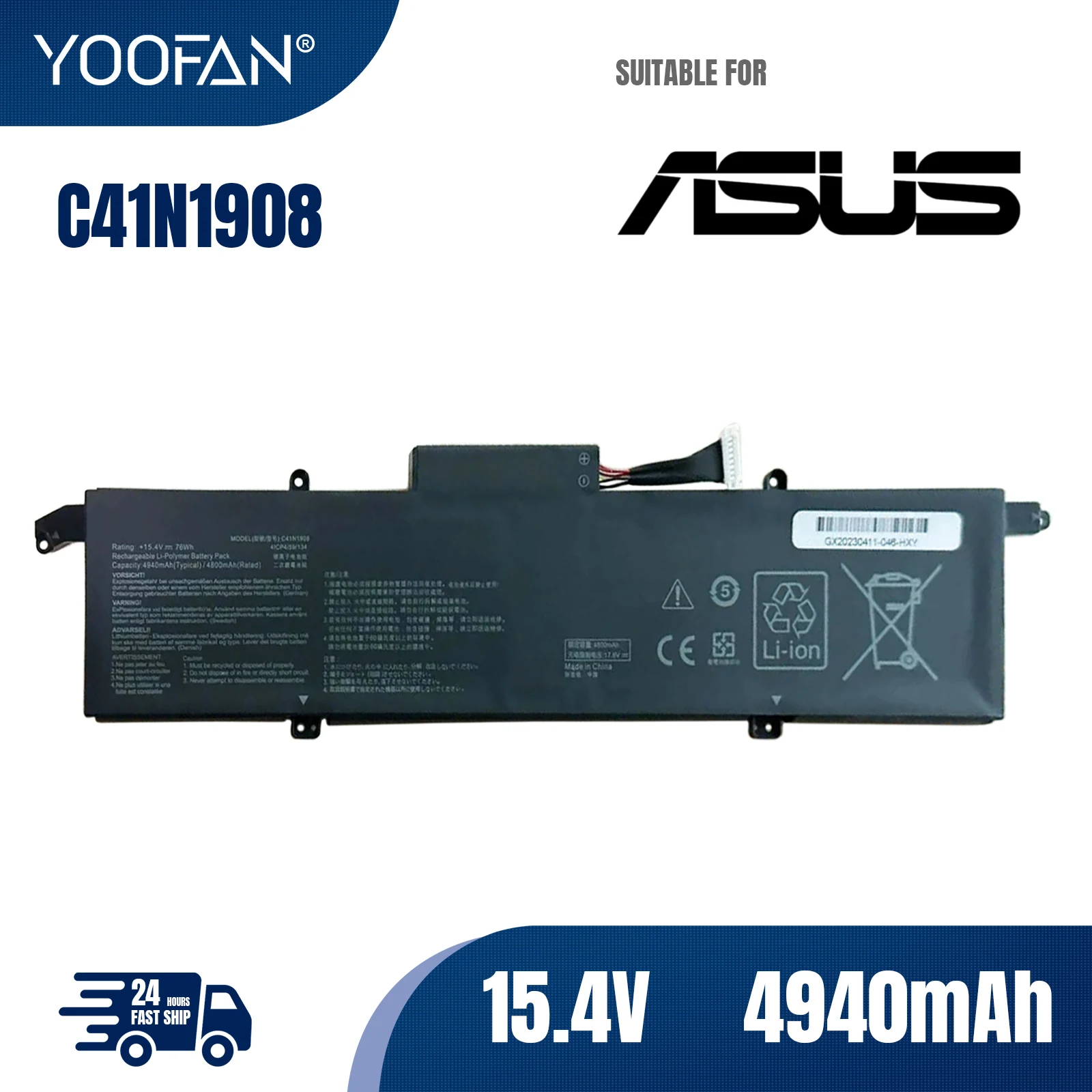 YOOFAN C41N1908 0B200-03610000 Laptop Battery For Asus RoG Zephyrus G14 GA401 GA401II GA401IU GA401IV GA401IH GA401QE GA401QM