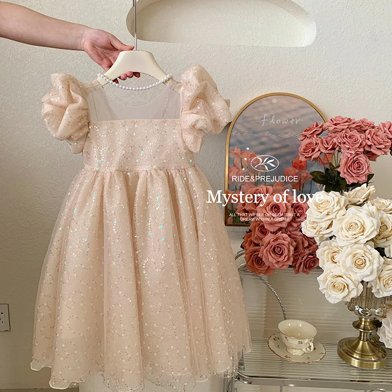 Heavy Industry Girls Dress Summer New Children's Western Style Flower Girl Tulle Tutu Skirt High-End Dress Princess Dress1Y-8Y