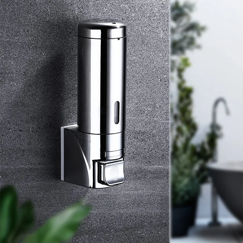 Modernity Stainless Steel Soap Bottle Bathroom Kitchen Wall-mounted Perforated Installation 300ml Push Liquid Soap Dispensers