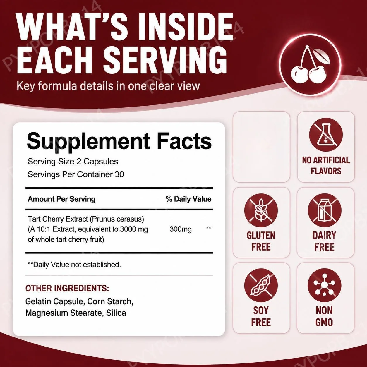 Docteat Tart Cherry Extract Capsules Supports Balanced Uric Acid Levels and Post-Exercise Recovery Comfort, 10:1, 60 Capsules