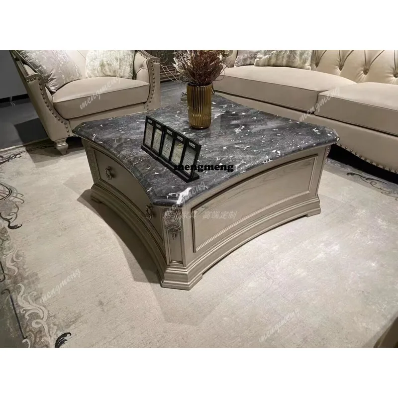 American light luxury solid wood TV cabinet neoclassical carved living room furniture combination French coffee table