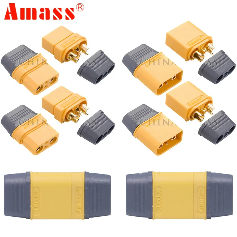 Amass XT90I (2 2) DC500V 45A-90A 4.5mm Gold Bullet Plated Male/Female Connector Plug For RC Model Battery ESC Aircraft UAV Drone