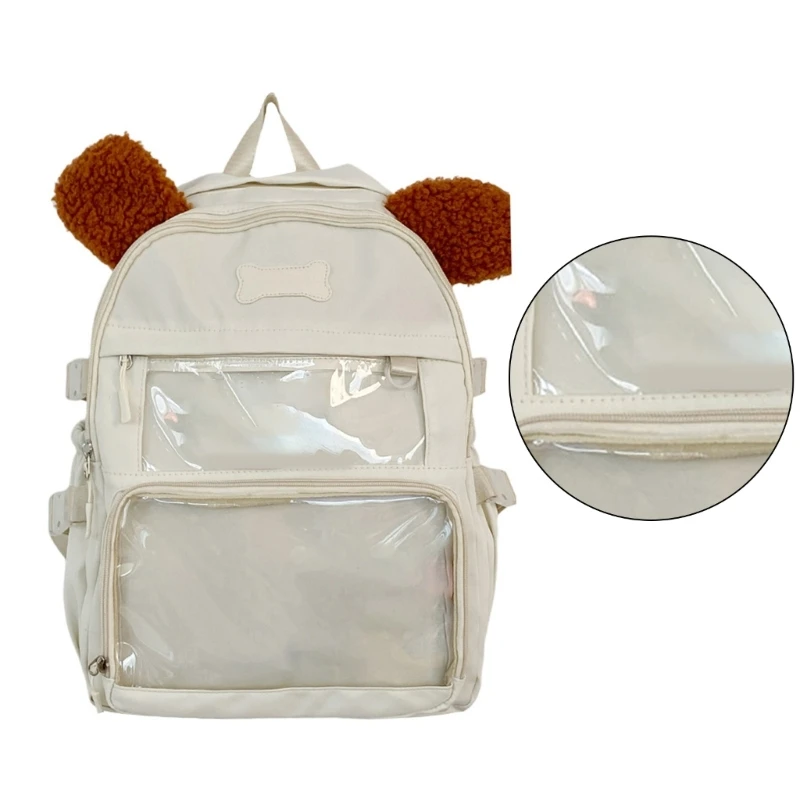 Mochila transparente con estampado perro único, bolso escolar capacidad, mochila informal, bolsas para libros para