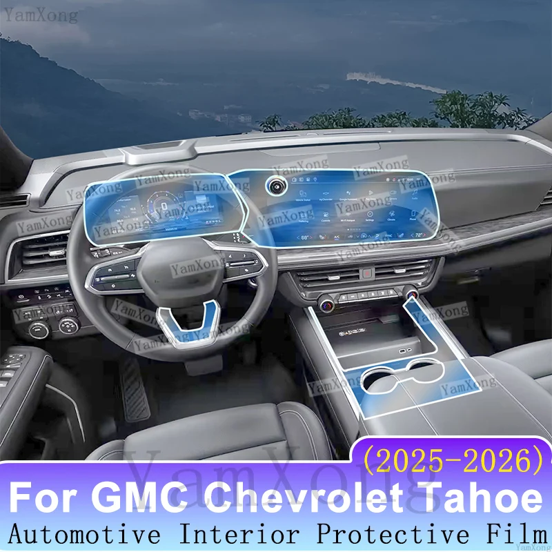 Car Interior Protective Film For GMC Chevrolet Tahoe 2025 2026 Anti-Scratch Cover Dashboard Center Console Screen Repair Sticker