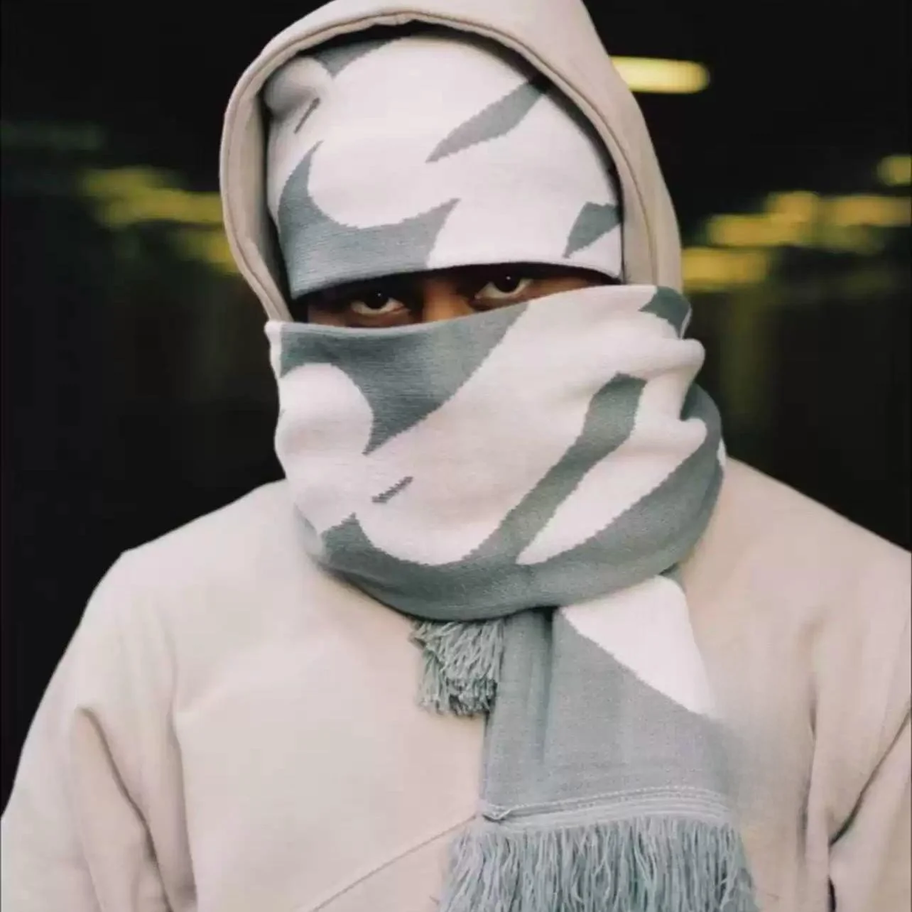 

Уличный стиль: Теплый дышащий шарф «Остров Дьявола» для осени и зимы, длинный прямоугольный хлопковый шарф с геометрическим узором для молодых мужчин и женщин