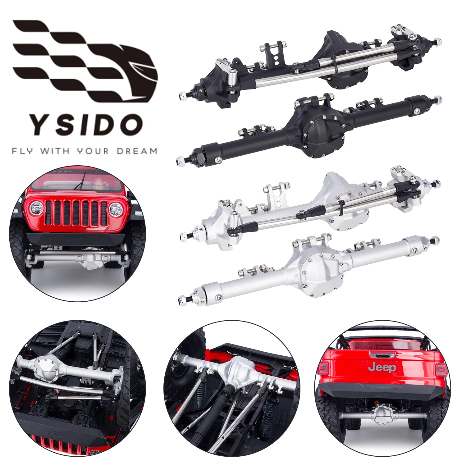 Y ​ Eixo Reto Dianteiro e Traseiro SIDO de Peça Única em Alumínio Offset para Crawler RC 1/10 Axial SCX10 II Vanquish VS4-10 Peças