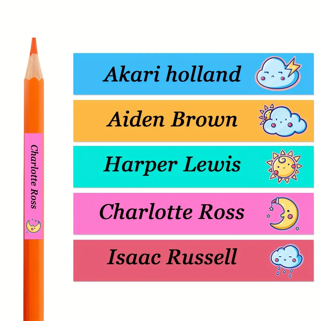 180 Personalized Waterproof Labels Custom Name Tags for School Supplies, Lunch Boxes, Books, Pencils, Water Bottles