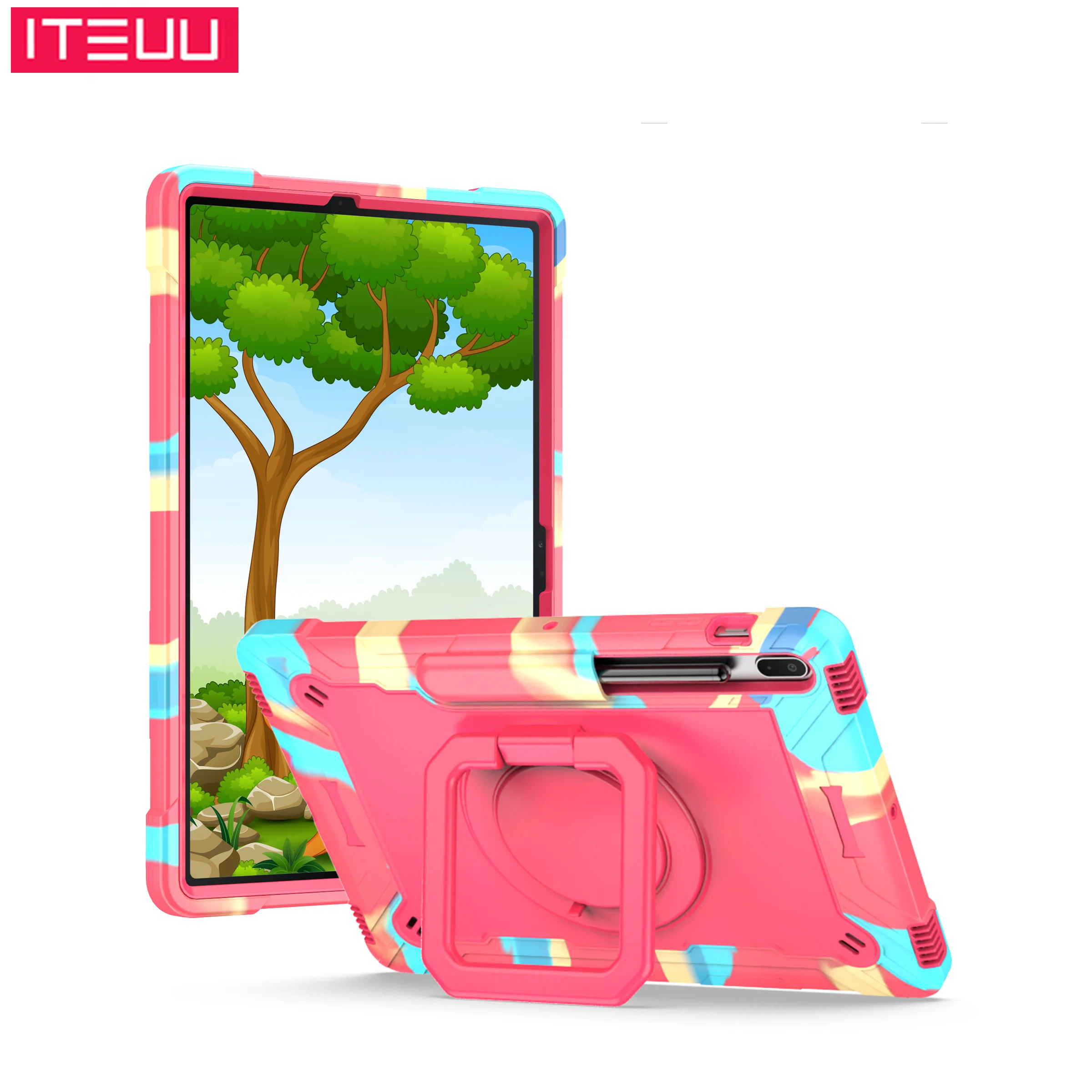 

Tablet Case For Samsung Tab S8 S8+ S7 S7+ Plus FE A7 S6 Lite A8 Cases Cover Stand Bracket Kickstand Rotatable Handle Shockproof