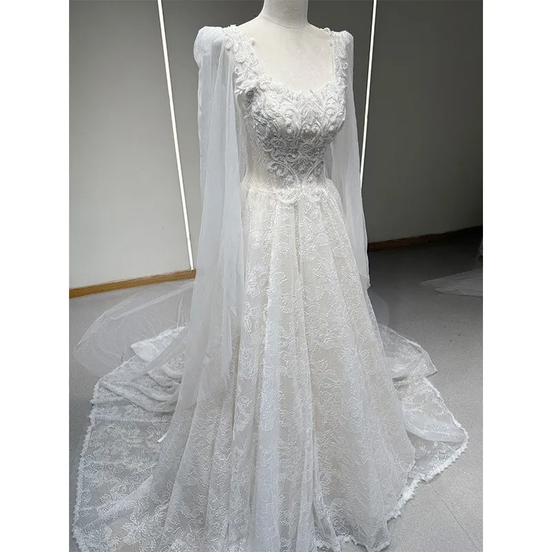A new strapless lace chiffon welcome dress for going out mini tail-drag