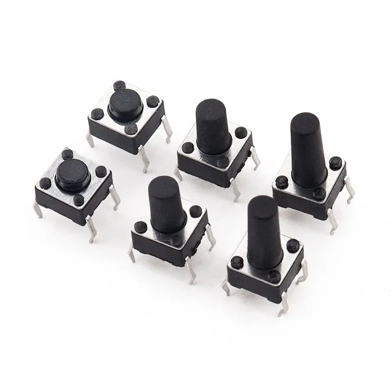 1000pcs/lot Tactile Tact Push Button Switch DIP 4-pin Touch Micro Switch 6 * 6 * 4.3/4 5/5/6/7/7.3/8/9/19MM