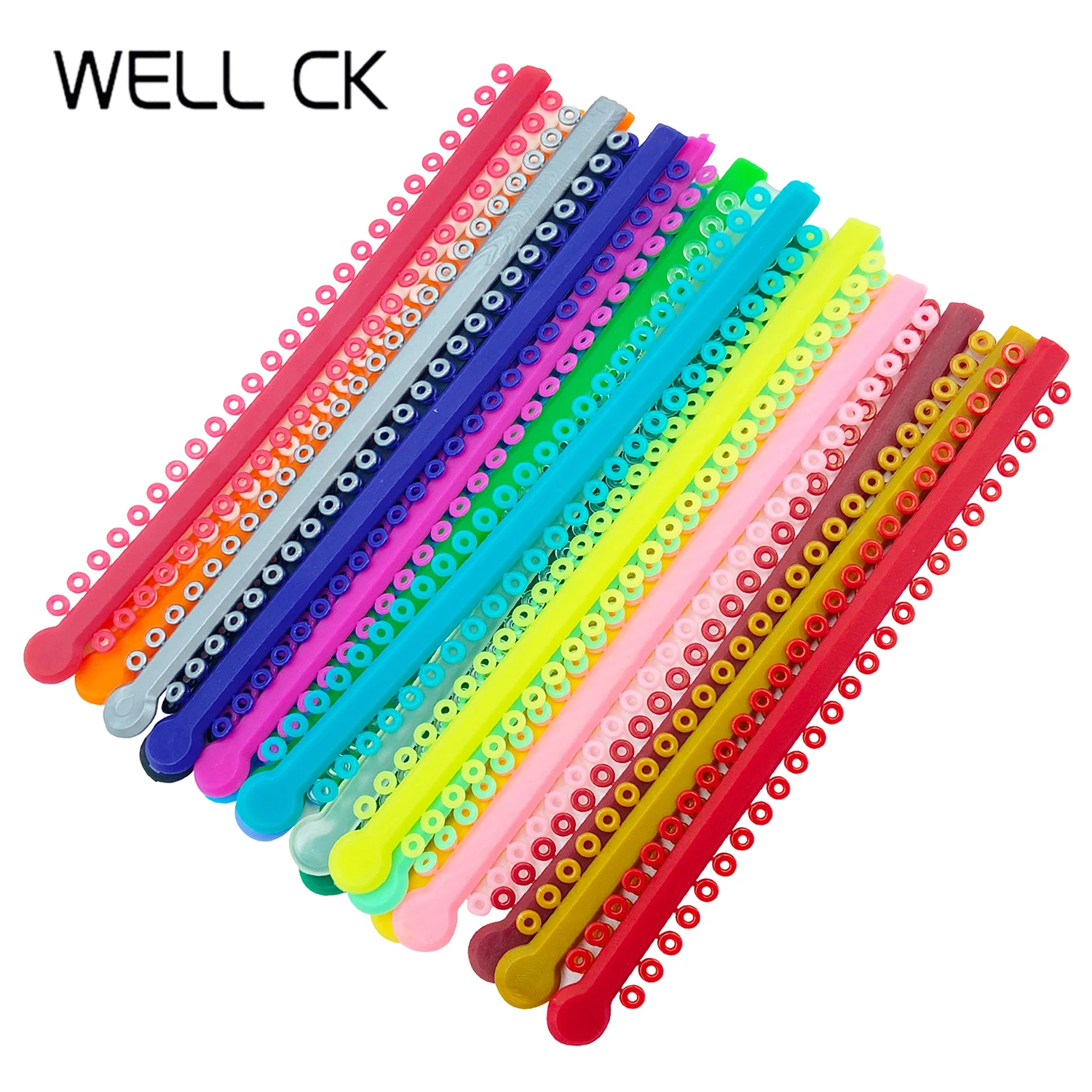 

WELL CK 1000 Ties=20 Sticks Dental Orthodontic Elastic Ligature Ties Colorful Bands for Brackets Braces Orthodontics Treatment