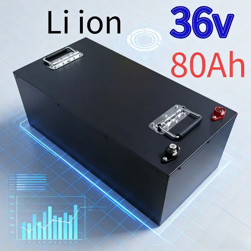 36V 80Ah High-Capacity Li-ion Battery | Waterproof IP Rating + Built-in BMS + 5A Fast Charger | Max 2000W Output – All-Round Po