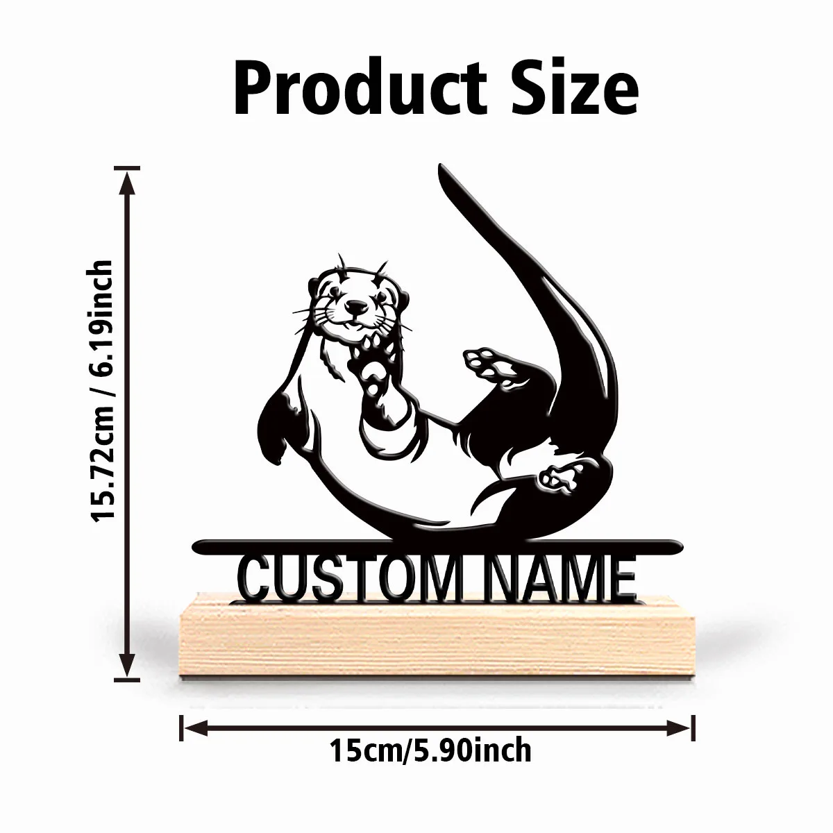 1pc Personalized Iron Desktop Ornament Custom Name With Wooden Base New Home Gift for Friends,Decorative Ornaments view 4