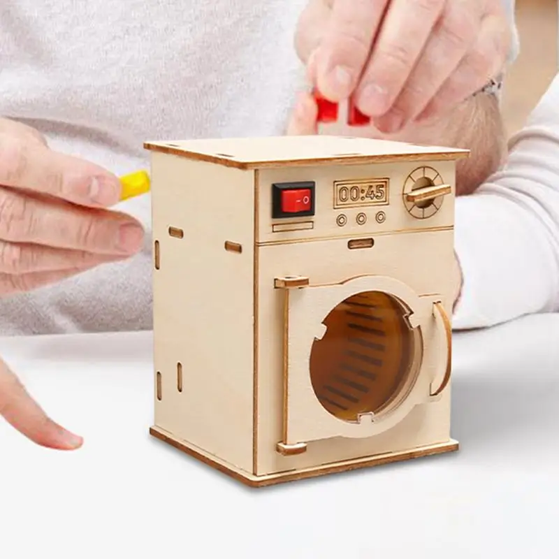 Kit STEM per bambini Kit scientifico STEM Lavatrice Set di costruzione in legno Esperimento artigianale Progetto Puzzle Rompicapo educativo