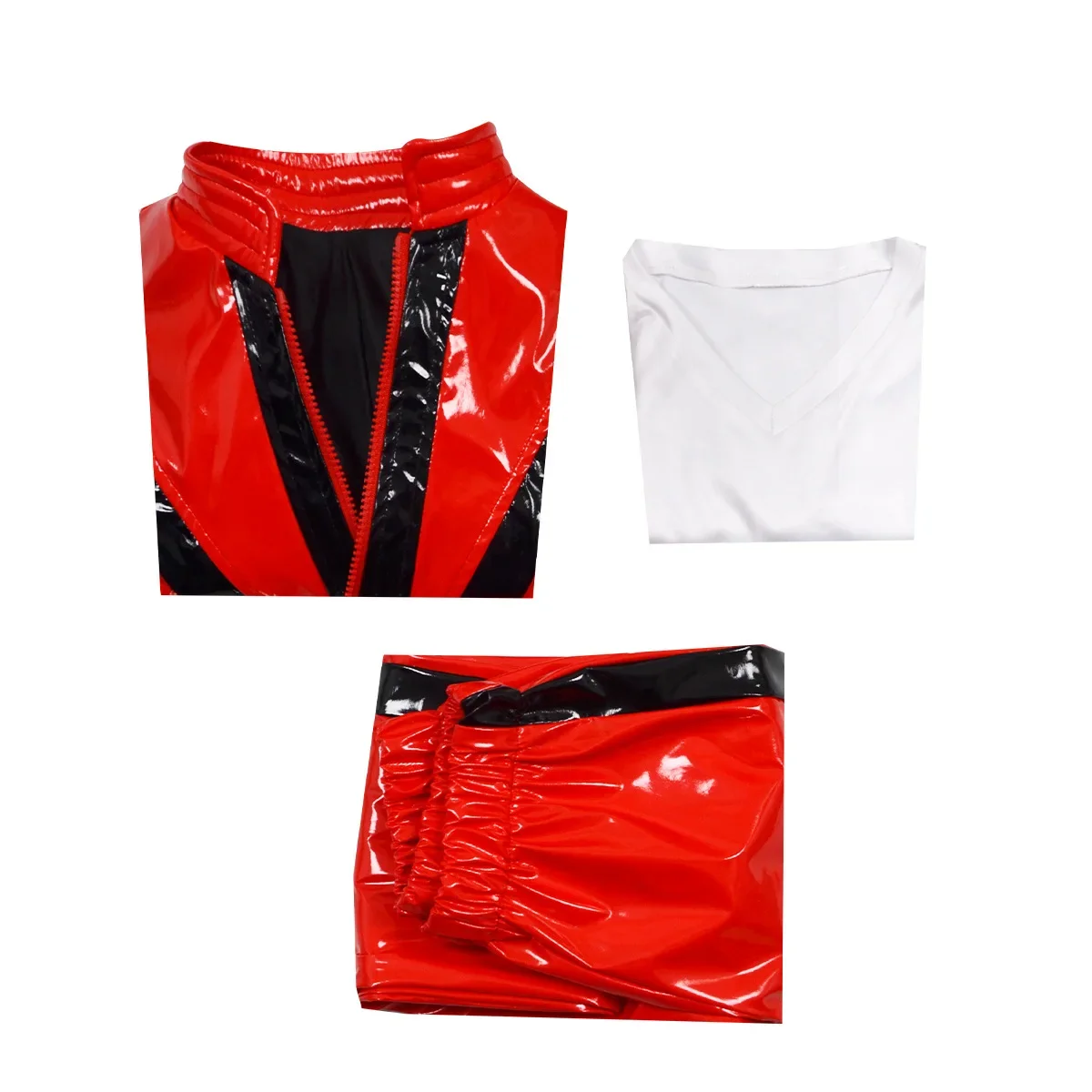 MJ Michael Jackson Thriller Kinderkostüm, rote und schwarze Lederjacke und -hose, Halloween-Bühnen-Cosplay-Outfit für Jungen – Detail 3