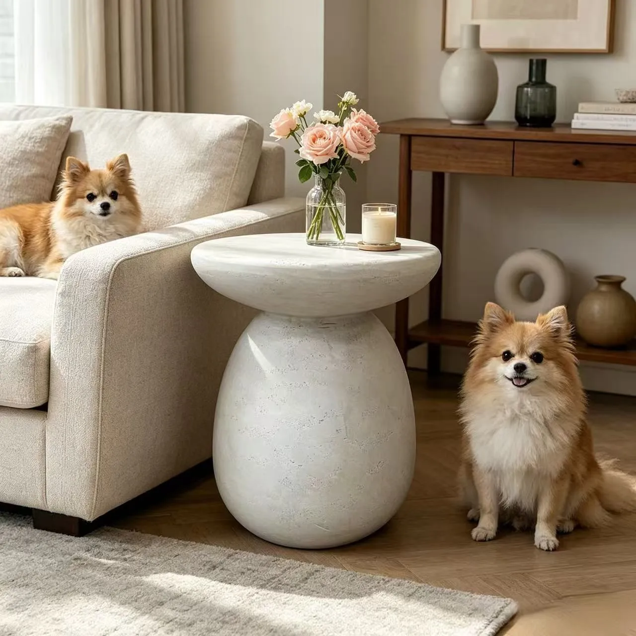 Magnesium oxide imitation stone special-shaped corner few simple Nordic personality sofa side table