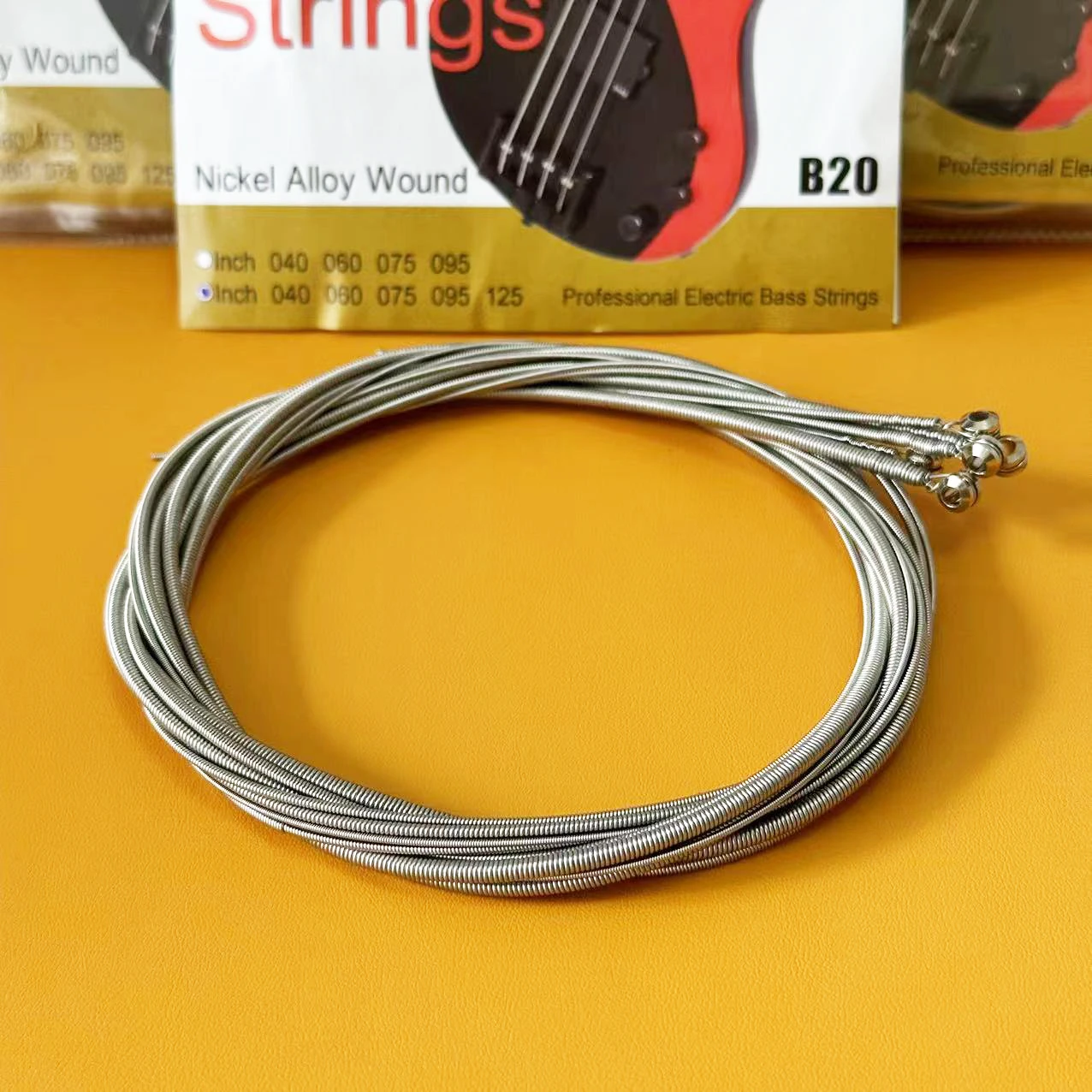 B20 Nickel Alloy Wound Electric Bass Strings Set Plated High-carbon Steel Nickel-Plated Ball-End Long Scale Light (40-95/40-125)