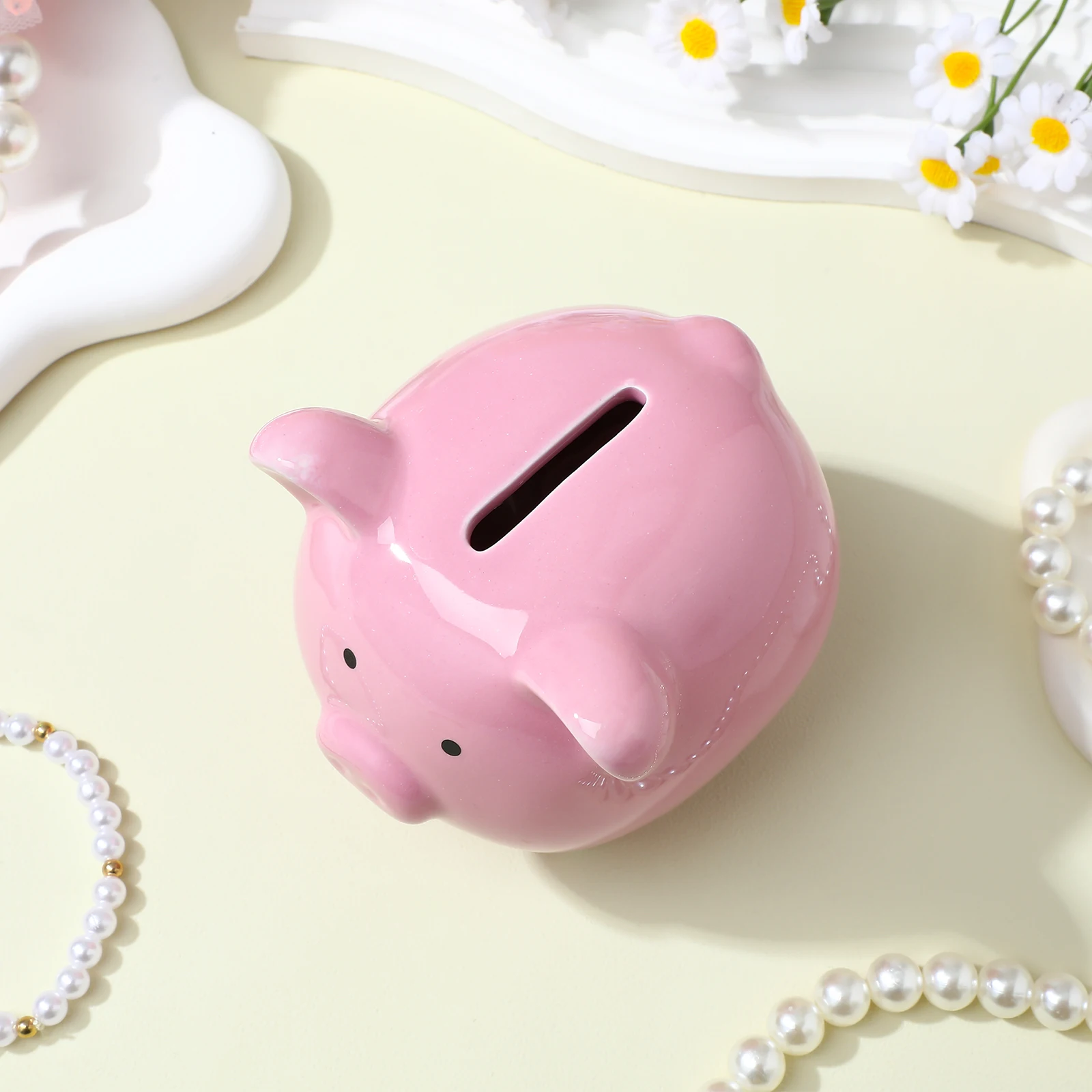 حصالة من السيراميك مع سدادة مطاطية وعاء توفير المال الوردي لديكور غرفة الحضانة وعاء توفير الهدايا