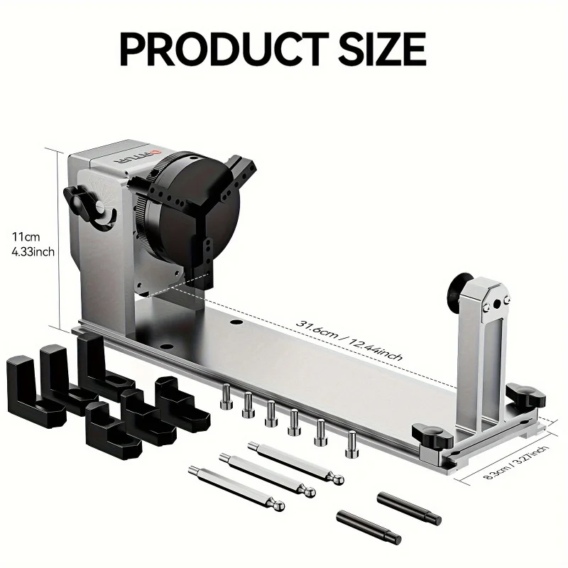 

YRC1.0 Y Shaft Rotating Chuck Suitable Laser Engraving - Aluminum Alloy Clamp Module，With Adjustable Clamp and Screw