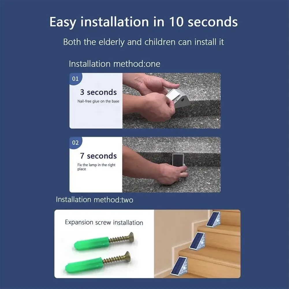 1.2W Triangular Design Solar Stair Lights IP68 Waterproof LED Outdoor Solar Step Lights For Stair Step Porch Patio Decor