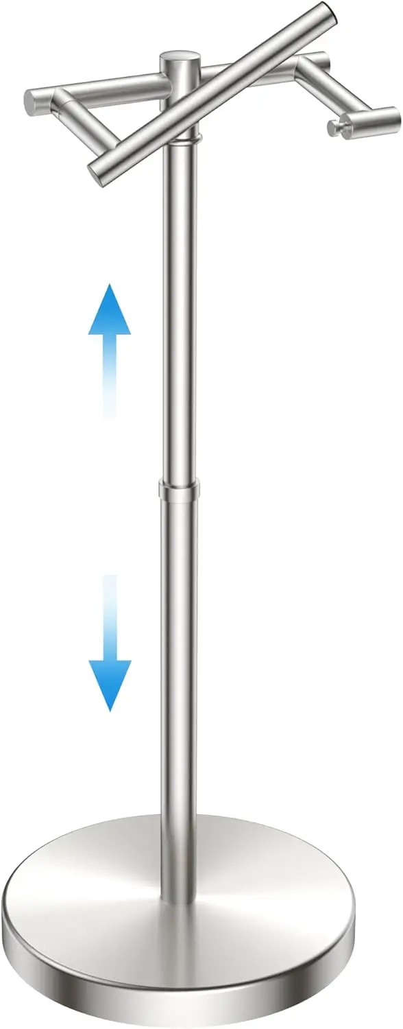 

Toilet Paper Holder Stand Adjustable, Freestanding Tissue Roll Holder for Bathroom, Pivoting Design, Durable SUS 304 Stainless S