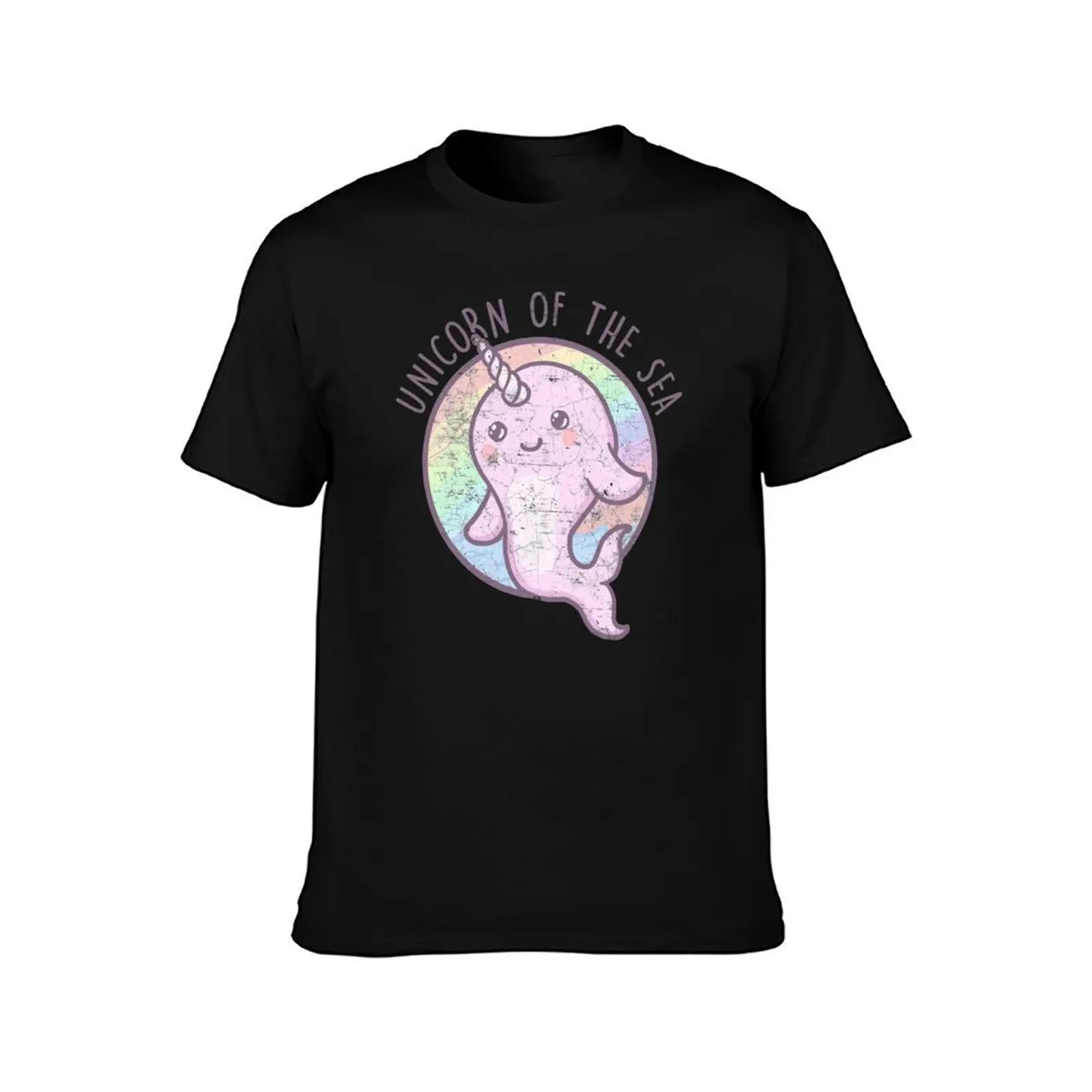 Cute Girls Unicorn Of The Sea - Rainbow Narwhal T-Shirt, Summer Casual Cotton Tee, Oversized Streetwear Tops, Unisex Men Women
