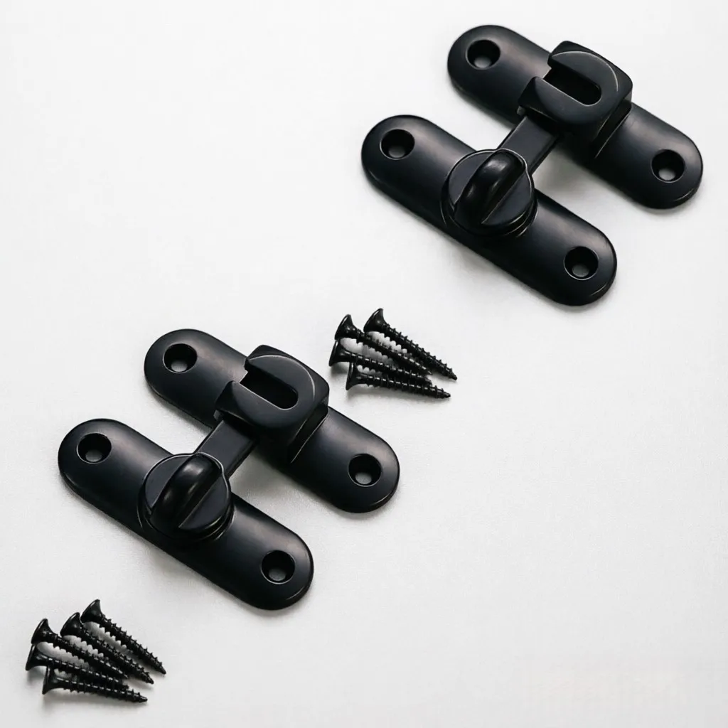 For Home Security Zinc Alloy Door Latch Window Slide Bolt Silver 90 Degree Rotary Mechanism Compact Low Profile