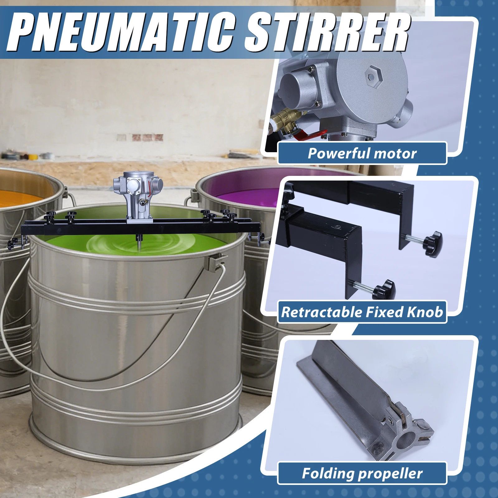 

Пневматический миксер для краски на 265 галлонов со складным пропеллером, автоматическая машина для перемешивания краски, клея, цемента, адгезивов и смол