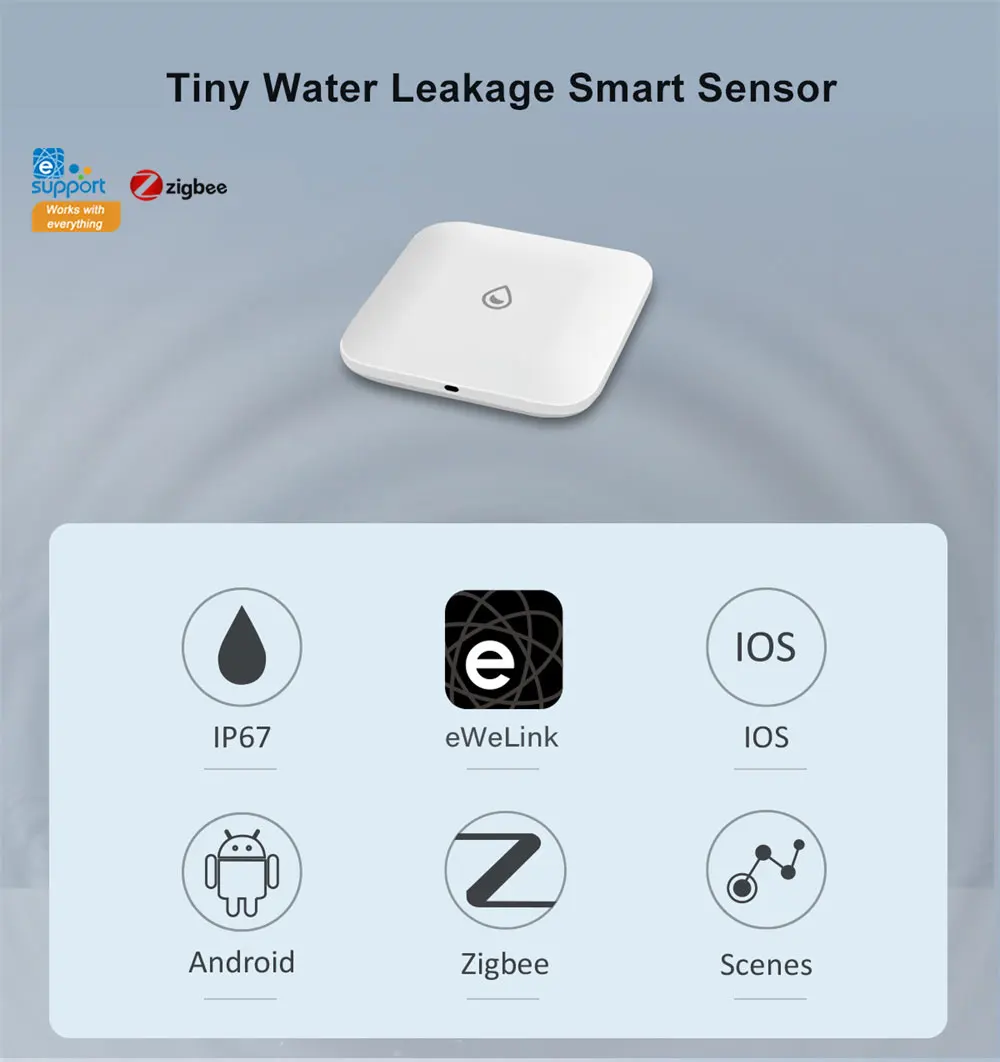 Capteur de fuite d'eau Zigbee, niveau d'eau, détecteur de fuite à immersion, maison intelligente, application Tuya Ewelink Yandex Alice, passerelle d'alarme requise