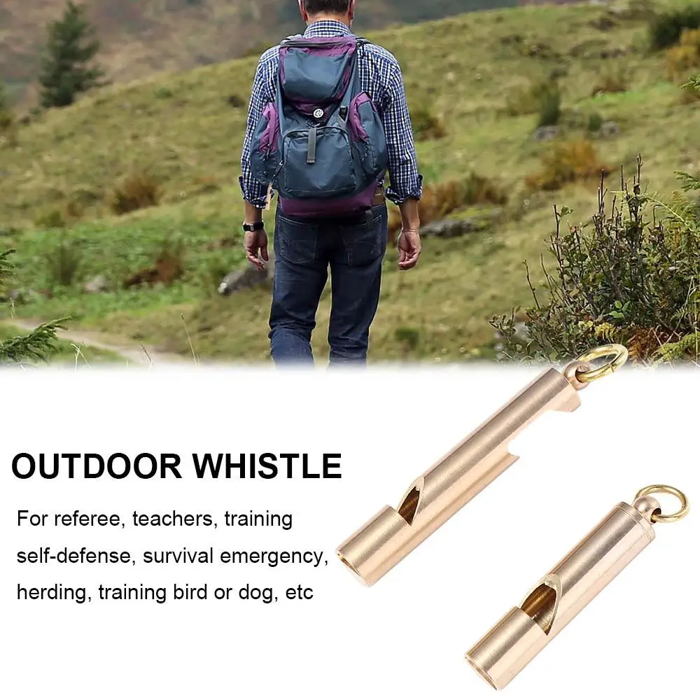 Vintage Handmade Pocket Tools Waterproof Pendant Pure Brass EDC Tool Survival EDC Whistle Keychain Referee Whisle Brass Whistle