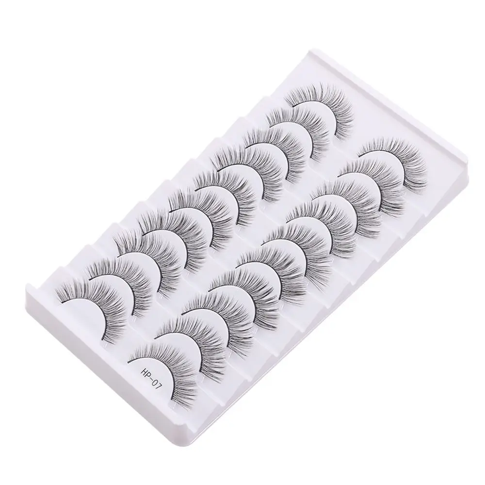 10 Pairs Nieuwe Natuurlijke Lange Valse Wimpers Zwarte Stem Pluizige 3D Nertsen Wimpers Zachte Cross Manga Wimpers Wimper Extension