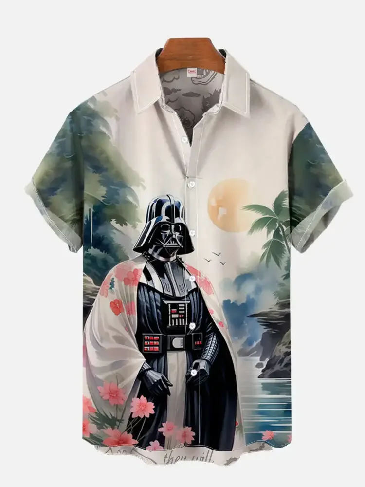 

Disney Fashion Ukiyo-E Tropical Floral Sci-Fi Space Samurai Printing Turndown Collar Hawaiian Short Sleeve Shirt Casual Shirts