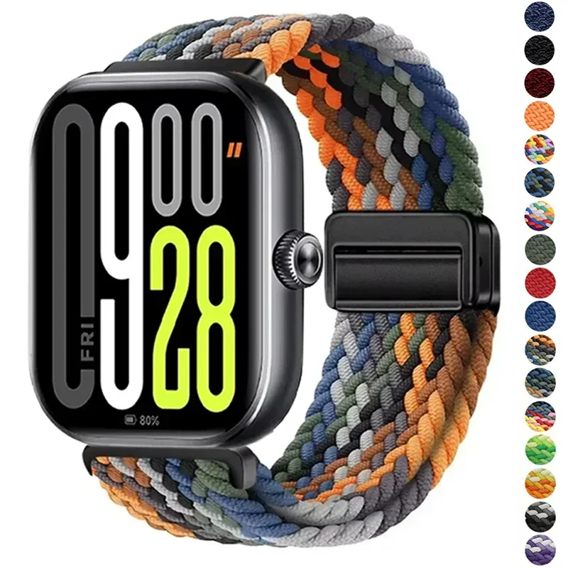 حزام من النايلون لساعة Xiaomi Band 8 Pro/9 Pro المضفر بإبزيم مغناطيسي قابل للتنفس وقابل للتعديل لساعة Redmi 5/4 Correa