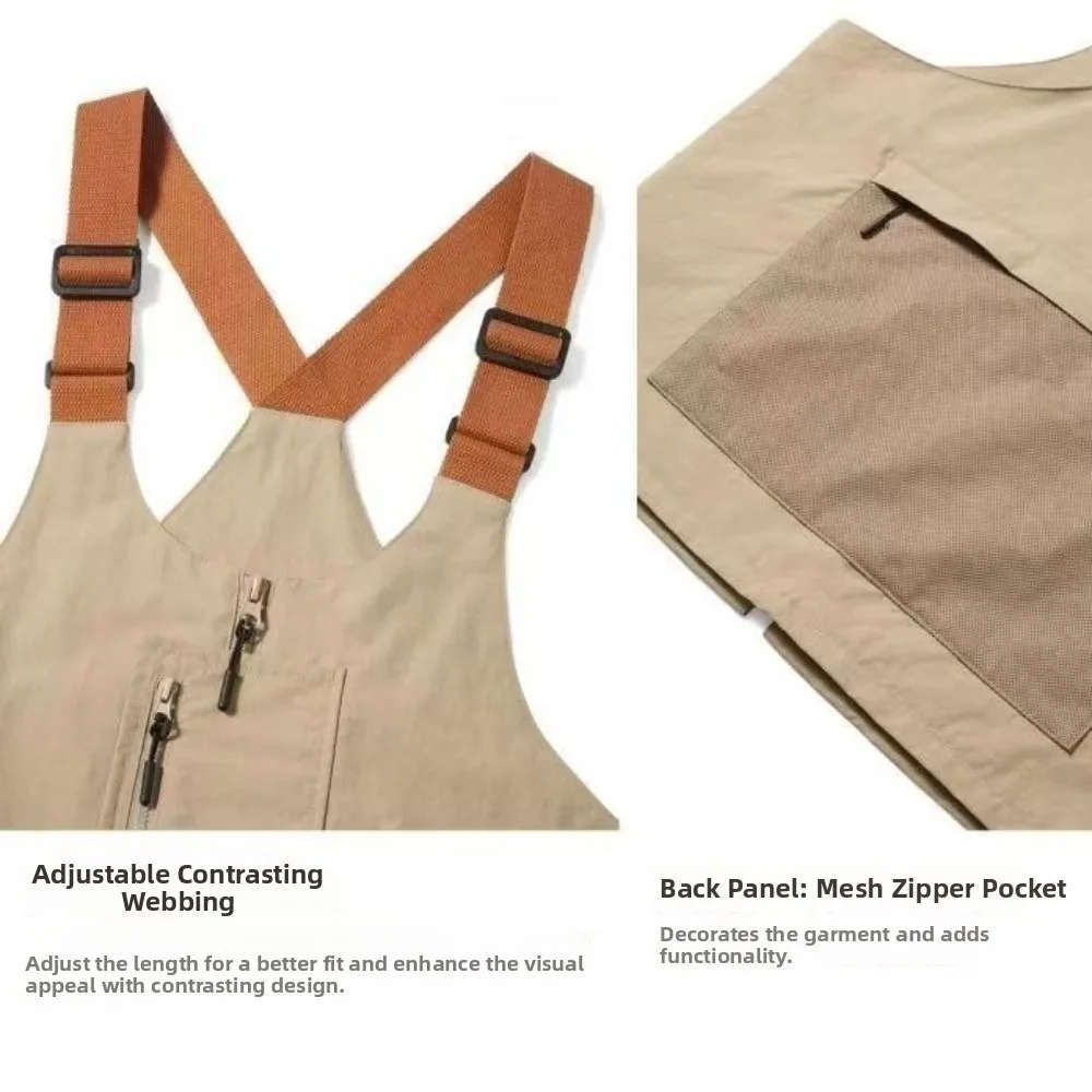 Nylon Convertible Vest Bag Waterproof Multiple Pockets Utility Vest Bag Adjustable Shoulder Strap Casual Style Shoulder Tote Bag
