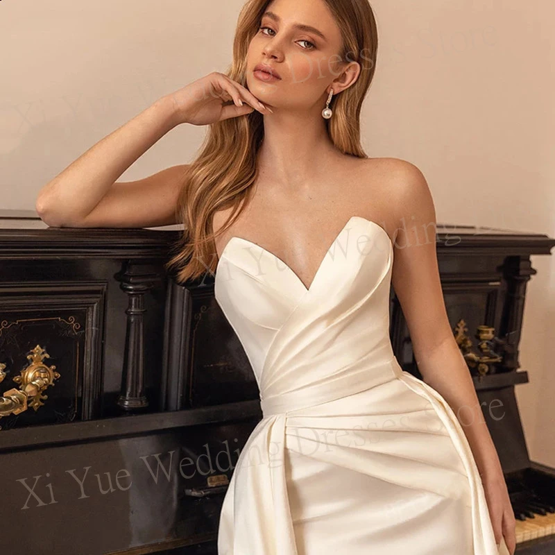 Elegante Fleck Meerjungfrau sexy Brautkleider neue träger lose ärmellose Brautkleider mit abnehmbaren Zug Vestidos de Novias