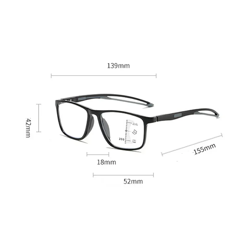 Lunettes de lecture photochromiques intelligentes pour hommes et femmes, lunettes de presbytie multifocales progressives finies avec dioptrie, TR90