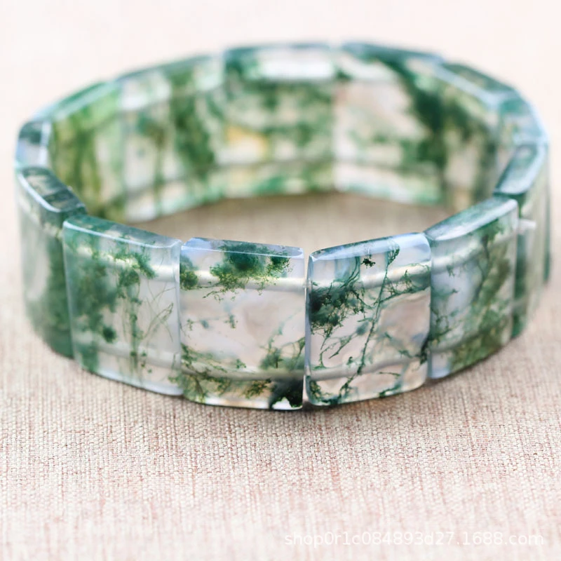 

Natural-stone , ocean chalcedony , aquatic moss agate bracelet