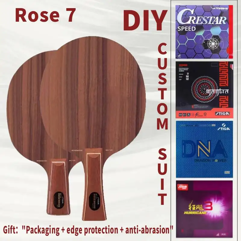 

STIGA Rose 7 table tennis racket, seven-ply pure wood professional-grade base plate, DIY rubber sheet set