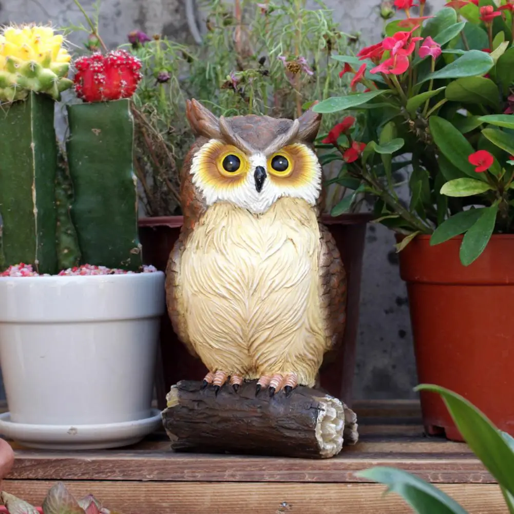 9.8*18.5cm Owl Statue Home Decor Realistic Looking Desktop Lovely Owl Animal Figurine Art Craft Sculpture Magic Garden Miniature