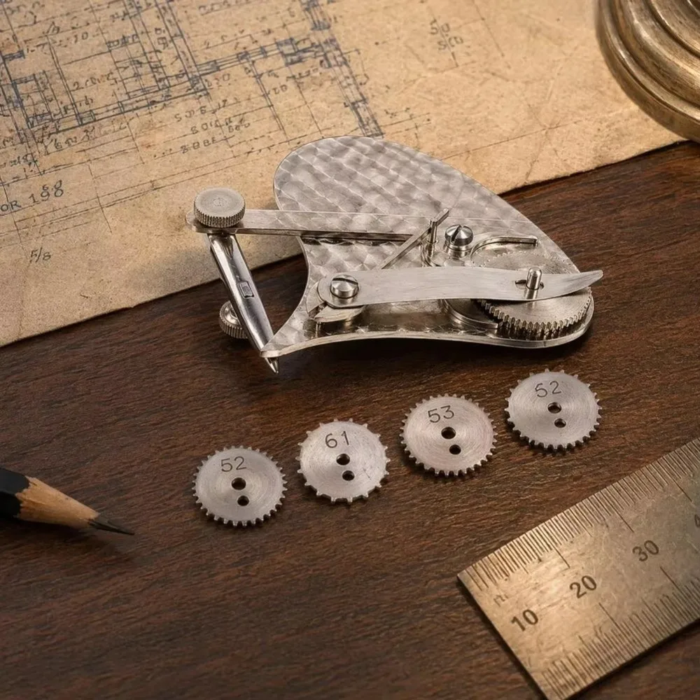 Dual Mode Mechanical Gear Train Ruling Pen Hand-hammered Texture Interchangeable Roller Wheel Dotting Pen Set Drawing Scriber