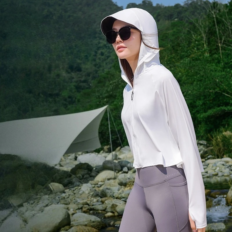 Summer Running Protective Clothing Thin Couple Sports Leisure Sunscreen Clothing Ice Silk Breathable Women Cool Outdoor Coat
